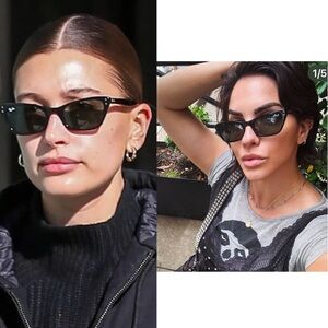 Viral tik tok Ray-Ban Lady Burbank sleek Black cat eye Sunglasses Hailey Beiber